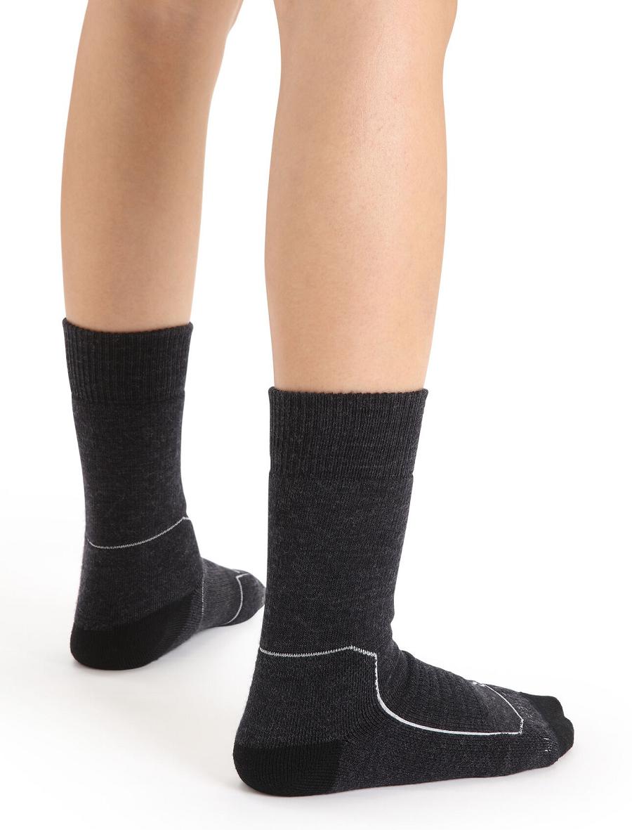 Chaussettes Icebreaker Merino Hike+ Heavy Crew Femme Noir Grise | FR 1450CTVE